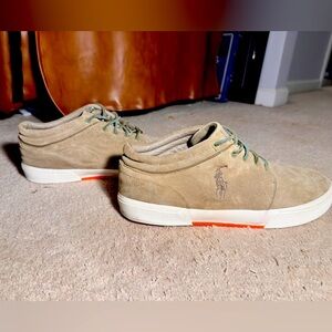Ralph Lauren Polo Faxon Mid II Suede Sneakers Green Logo Size 13D
